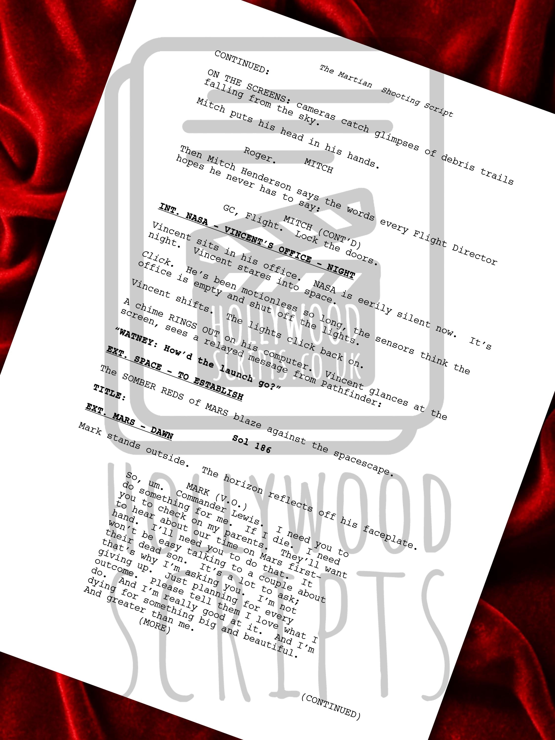 THE MARTIAN Signed Movie Script Framed Screenplay Reproduction