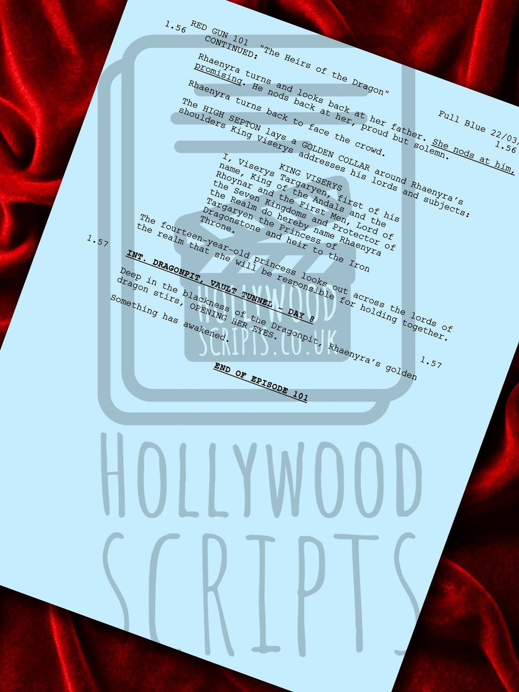 House of the Dragon Signed TV Script Reproduction Framed Screenplay