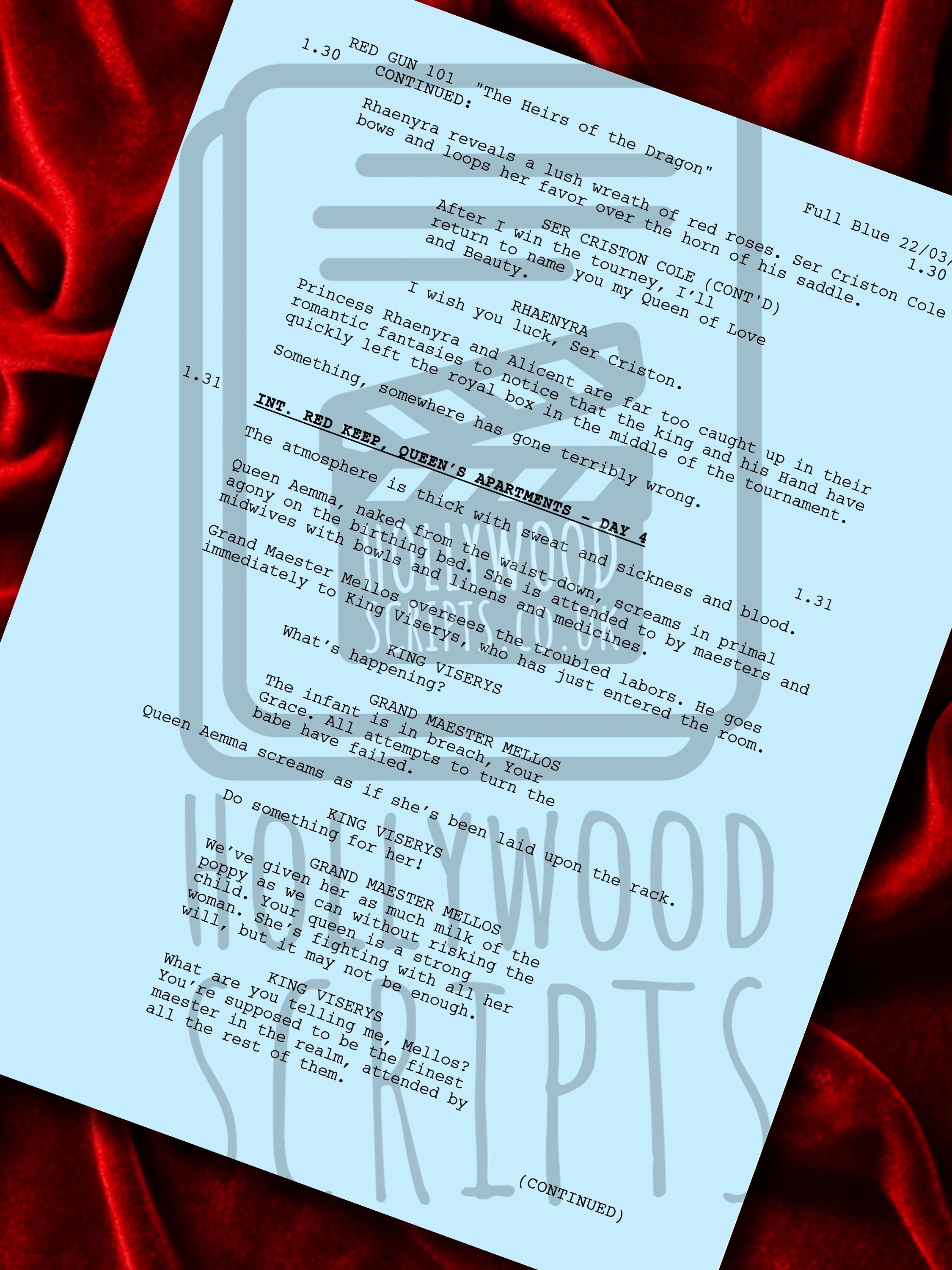 House of the Dragon Signed TV Script Reproduction Screenplay